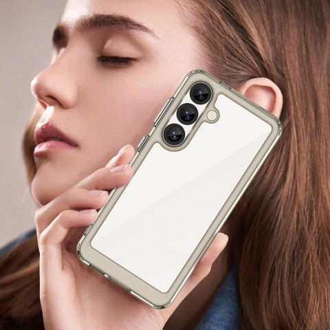 
„Samsung Galaxy S25 Edge“ „Outer Space“ dėklas su lanksčiu rėmeliu – pusiau permatomas
