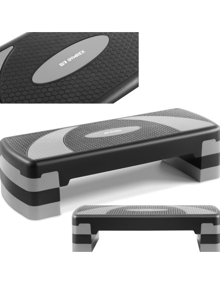 Stepper treniruotės žingsnis fitneso aerobikos pratimams 2 lygiai iki 100 kg juodos ir pilkos spalvos