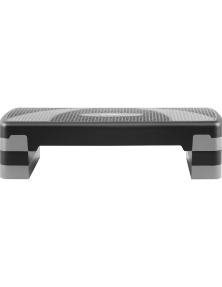 Stepper treniruotės žingsnis fitneso aerobikos pratimams 2 lygiai iki 100 kg juodos ir pilkos spalvos