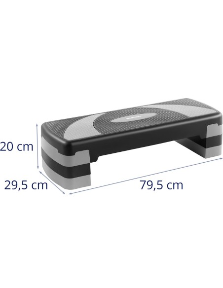 Stepper treniruotės žingsnis fitneso aerobikos pratimams 2 lygiai iki 100 kg juodos ir pilkos spalvos