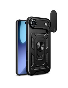 
„Armor Camshield“ dėklas su stovu ir kameros skydeliu, skirtas „iPhone 17 Air Hybrid Armor“ – juodas
