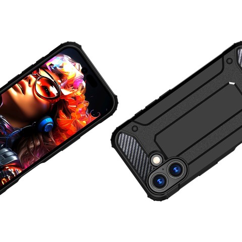 
„iPhone 17 Hybrid Armor“ dėklas – juodas
