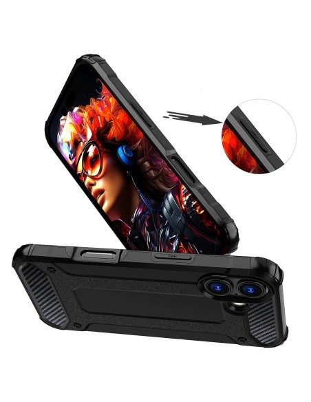 
„iPhone 17 Hybrid Armor“ dėklas – juodas
