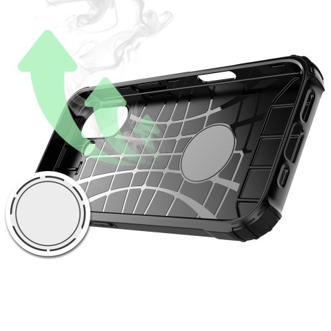 
„iPhone 17 Hybrid Armor“ dėklas – juodas
