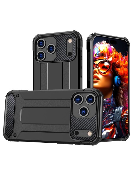 
„iPhone 17 Pro“ hibridinis šarvuotas dėklas – juodas
