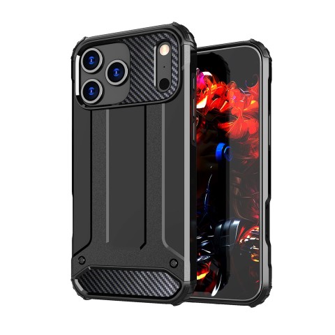 
„iPhone 17 Pro“ hibridinis šarvuotas dėklas – juodas
