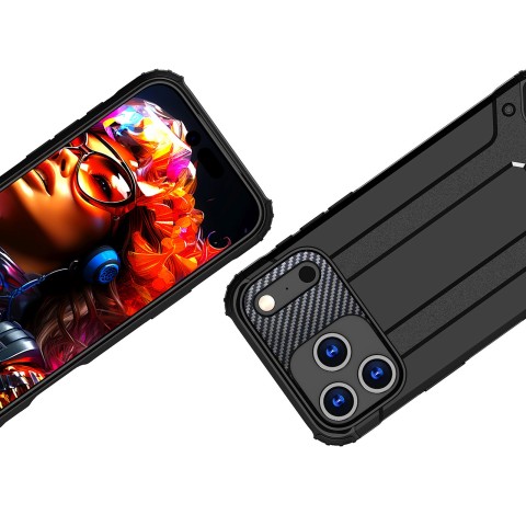 
„iPhone 17 Pro“ hibridinis šarvuotas dėklas – juodas
