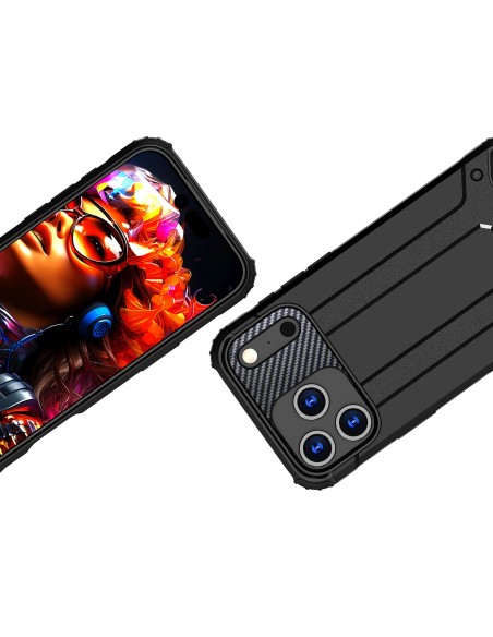 
„iPhone 17 Pro“ hibridinis šarvuotas dėklas – juodas
