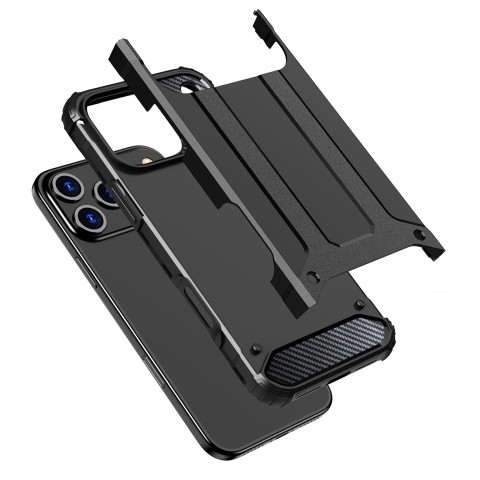 
„iPhone 17 Pro“ hibridinis šarvuotas dėklas – juodas
