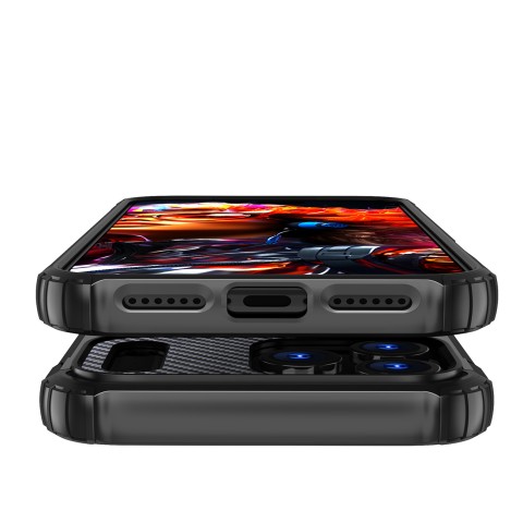 
„iPhone 17 Pro“ hibridinis šarvuotas dėklas – juodas
