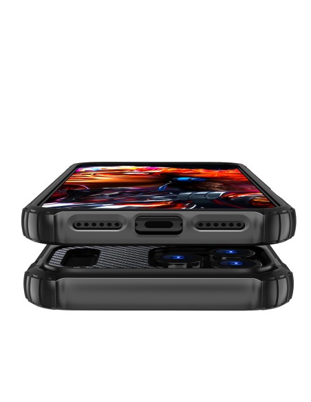 
„iPhone 17 Pro“ hibridinis šarvuotas dėklas – juodas

