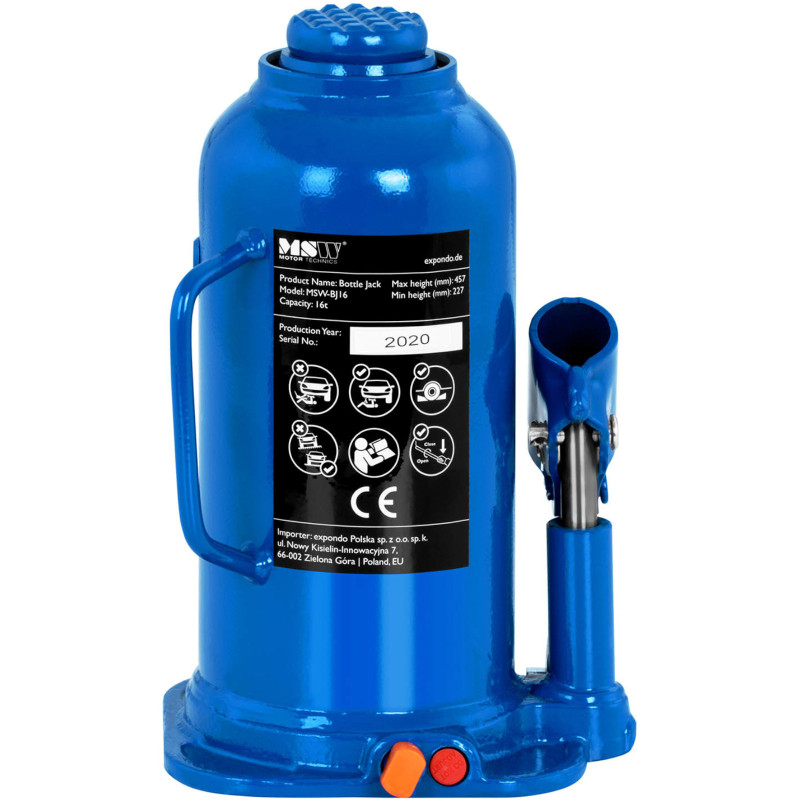 Butelio hidraulinis domkratas 227 - 457 mm 16 t