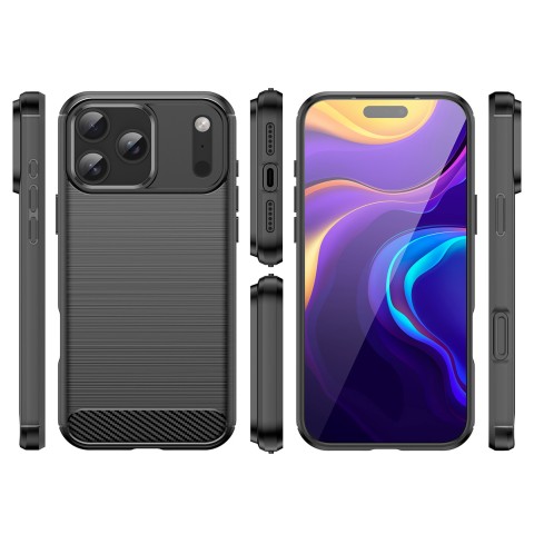 
Apsauginis „iPhone 17 Pro“ anglies pluošto dėklas – juodas
