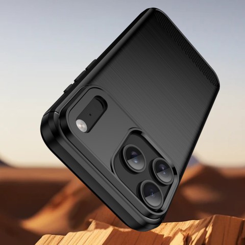 
Apsauginis „iPhone 17 Pro“ anglies pluošto dėklas – juodas
