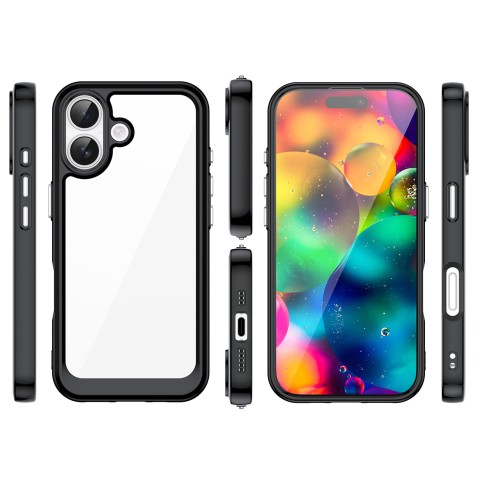 
„iPhone 17 Outer Space“ dėklas – juodas permatomas
