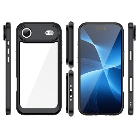 
„iPhone 17 Air“ kosmoso dėklas – juodas permatomas
