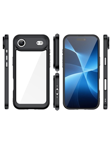 
„iPhone 17 Air“ kosmoso dėklas – juodas permatomas
