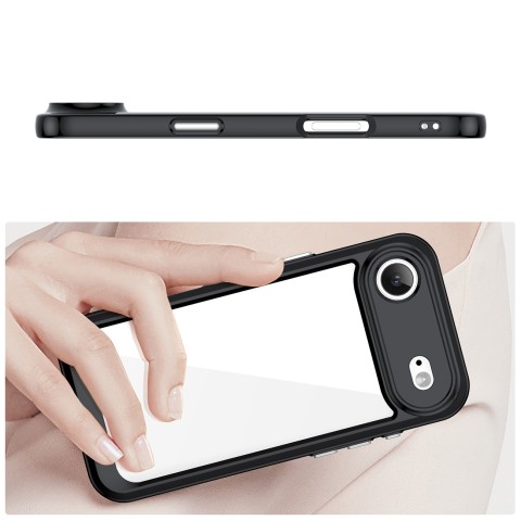 
„iPhone 17 Air“ kosmoso dėklas – juodas permatomas
