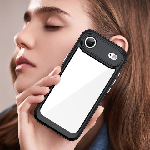 
„iPhone 17 Air“ kosmoso dėklas – juodas permatomas
