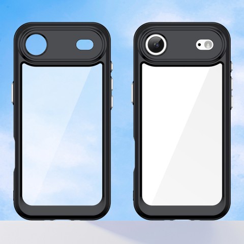 
„iPhone 17 Air“ kosmoso dėklas – juodas permatomas
