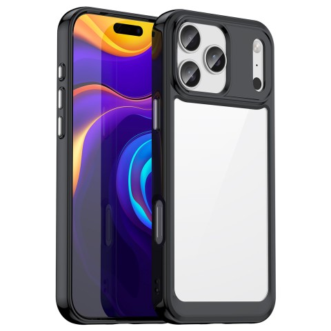 
iPhone 17 Pro Max „Outer Space“ dėklas – juodas permatomas
