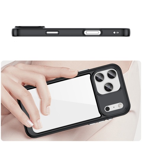 
iPhone 17 Pro Max „Outer Space“ dėklas – juodas permatomas
