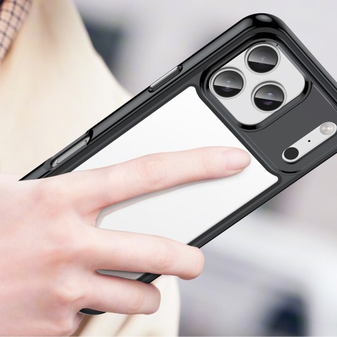 
iPhone 17 Pro Max „Outer Space“ dėklas – juodas permatomas
