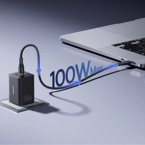 
„EnerFill FE11“ 100 W USB-A USB-C sieninis įkroviklis – juodas
