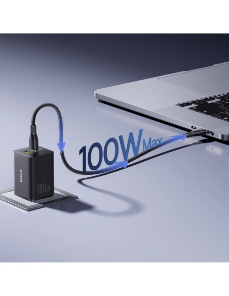 
„EnerFill FE11“ 100 W USB-A USB-C sieninis įkroviklis – juodas
