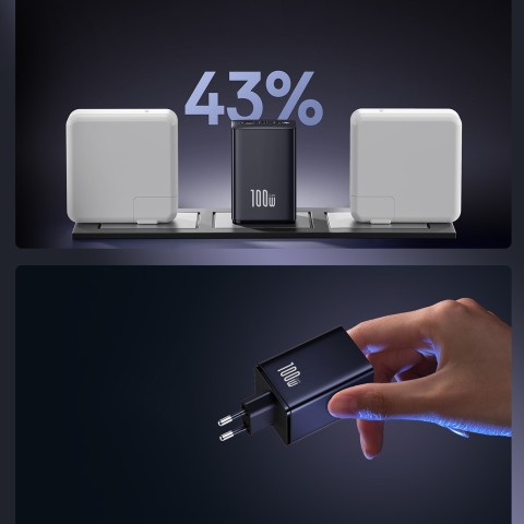 
„EnerFill FE11“ 100 W USB-A USB-C sieninis įkroviklis – juodas
