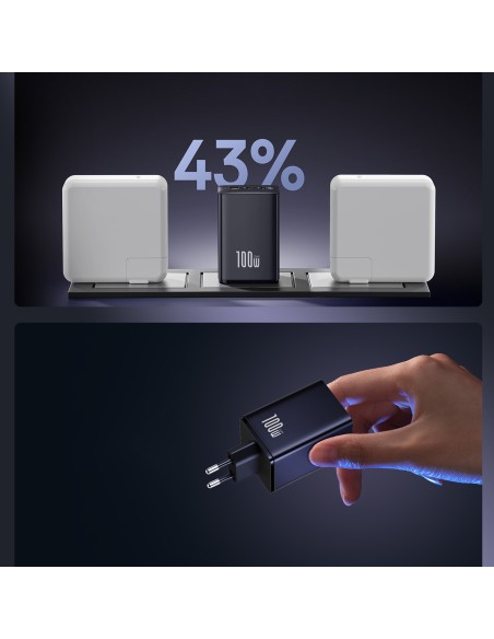 
„EnerFill FE11“ 100 W USB-A USB-C sieninis įkroviklis – juodas
