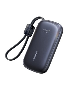 
10000mAh 22,5W išorinė baterija su ekranu ir nuimamu laidu - juoda
