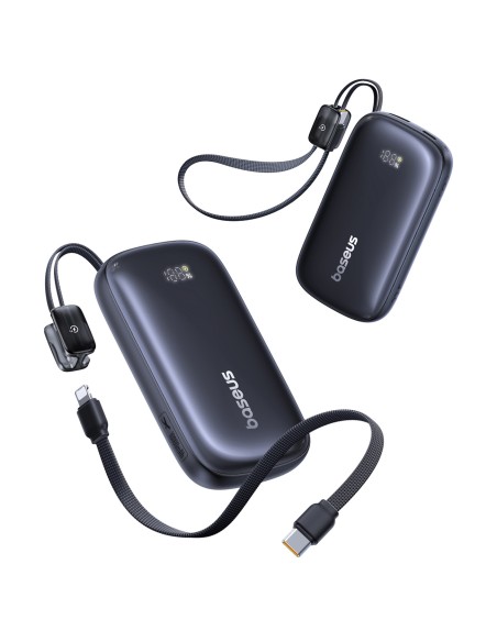 
10000mAh 22,5W išorinė baterija su ekranu ir nuimamu laidu - juoda
