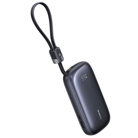 
10000mAh 22,5W išorinė baterija su ekranu ir nuimamu laidu - juoda
