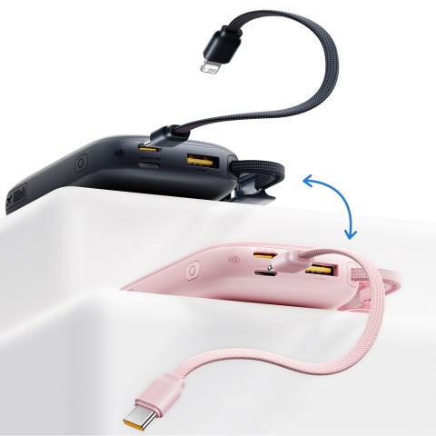 
10000mAh 22,5W išorinė baterija su ekranu ir nuimamu laidu - juoda
