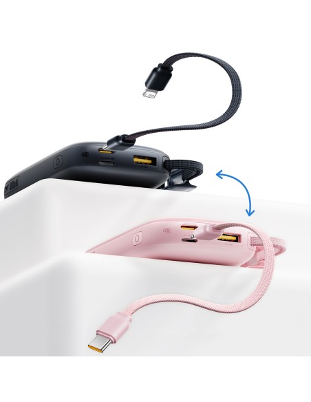 
10000mAh 22,5W išorinė baterija su ekranu ir nuimamu laidu - juoda
