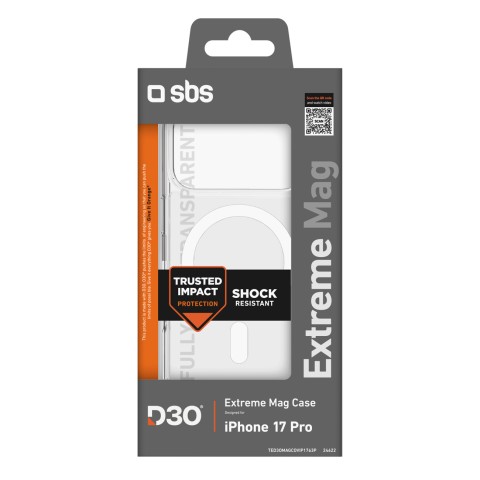 
„iPhone 17 Pro“ dėklas su „D3O Extreme Mag“ technologija – permatomas
