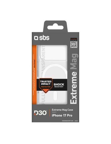 
„iPhone 17 Pro“ dėklas su „D3O Extreme Mag“ technologija – permatomas
