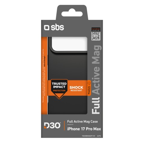 
„iPhone 17 Pro Max“ dėklas su „D3O Full Active Mag“ technologija – juodas
