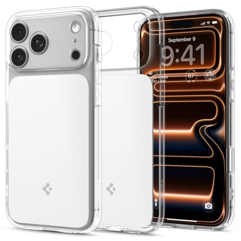 
„iPhone 17 Pro Max Ultra Hybrid T MagSafe“ dėklas – skaidrus ir baltas

