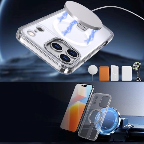 
„Samsung Galaxy S25 FE“ apsauginis dėklas su „Hybrid Armor X MagSafe“ stovu – skaidrus
