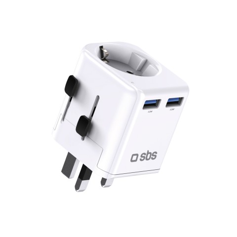 
JK, JAV, Australija, Azija, ES, USB-A kelioninis maitinimo adapteris – baltas
