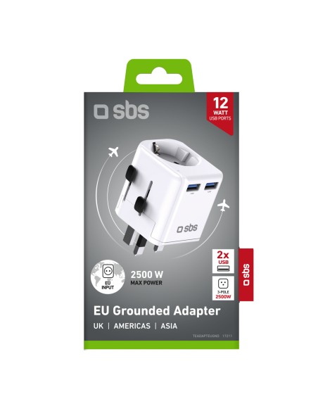 
JK, JAV, Australija, Azija, ES, USB-A kelioninis maitinimo adapteris – baltas

