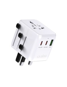 
USB-C USB-A ES JK JAV AUS JP kelioninis adapteris – baltas
