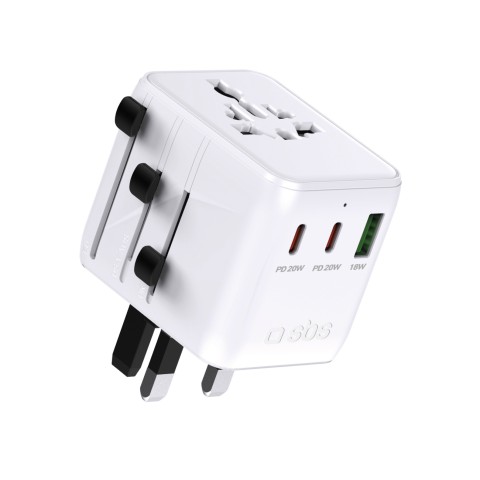 
USB-C USB-A ES JK JAV AUS JP kelioninis adapteris – baltas
