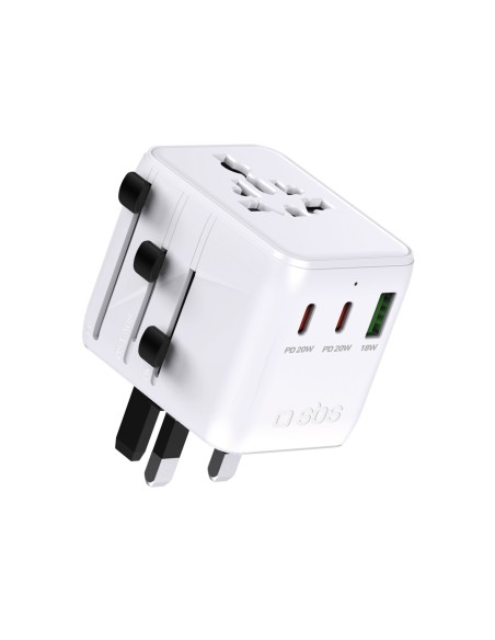 
USB-C USB-A ES JK JAV AUS JP kelioninis adapteris – baltas
