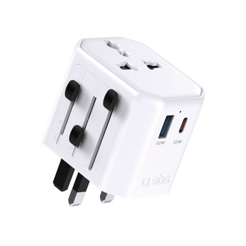
Universalus kelioninis maitinimo adapteris USB-C USB-A ES JK JAV AUS – baltas
