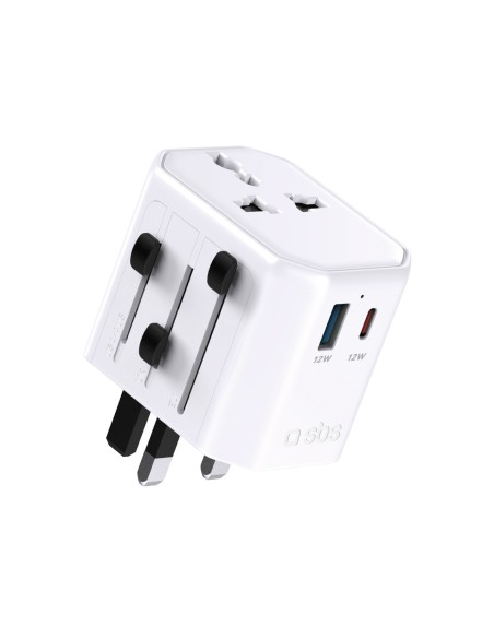 
Universalus kelioninis maitinimo adapteris USB-C USB-A ES JK JAV AUS – baltas
