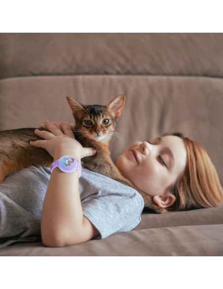 
Silikoninė apyrankė „AirTag“ lokatoriui ant riešo vaikui - violetinė vienaragio
