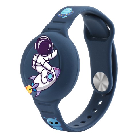 
Silikoninė apyrankė, skirta „AirTag“ lokatoriui ant riešo vaikui - tamsiai mėlyna, astronautinė
